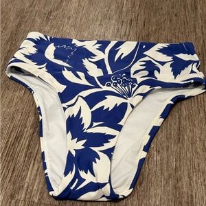 Madewell Blue and White Leaf Print Bikini Bottom